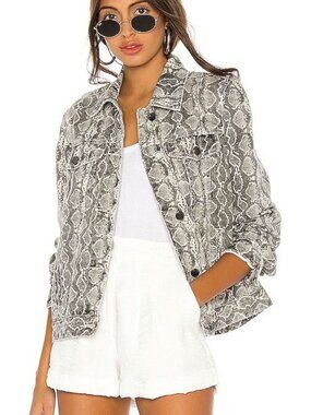 BLANKNYC Snake Print Denim Jacket  Large NWT $98 MSRP